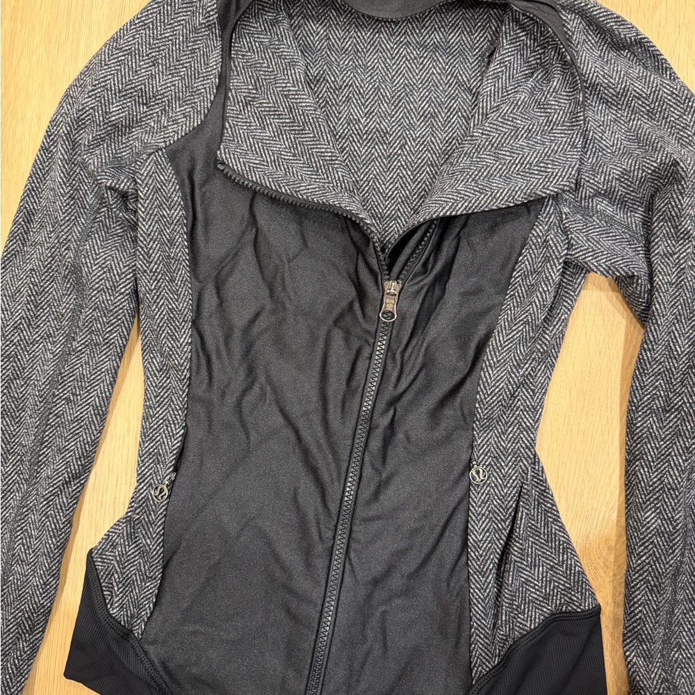 Lululemon Grey Herringbone Zip-Front Jacket